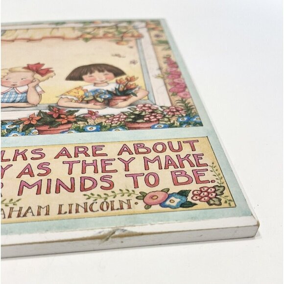 Vintage Mary Engelbreit Wall Plaque 8.5x6” Happy Positivity Flower Garden - Picture 5 of 6